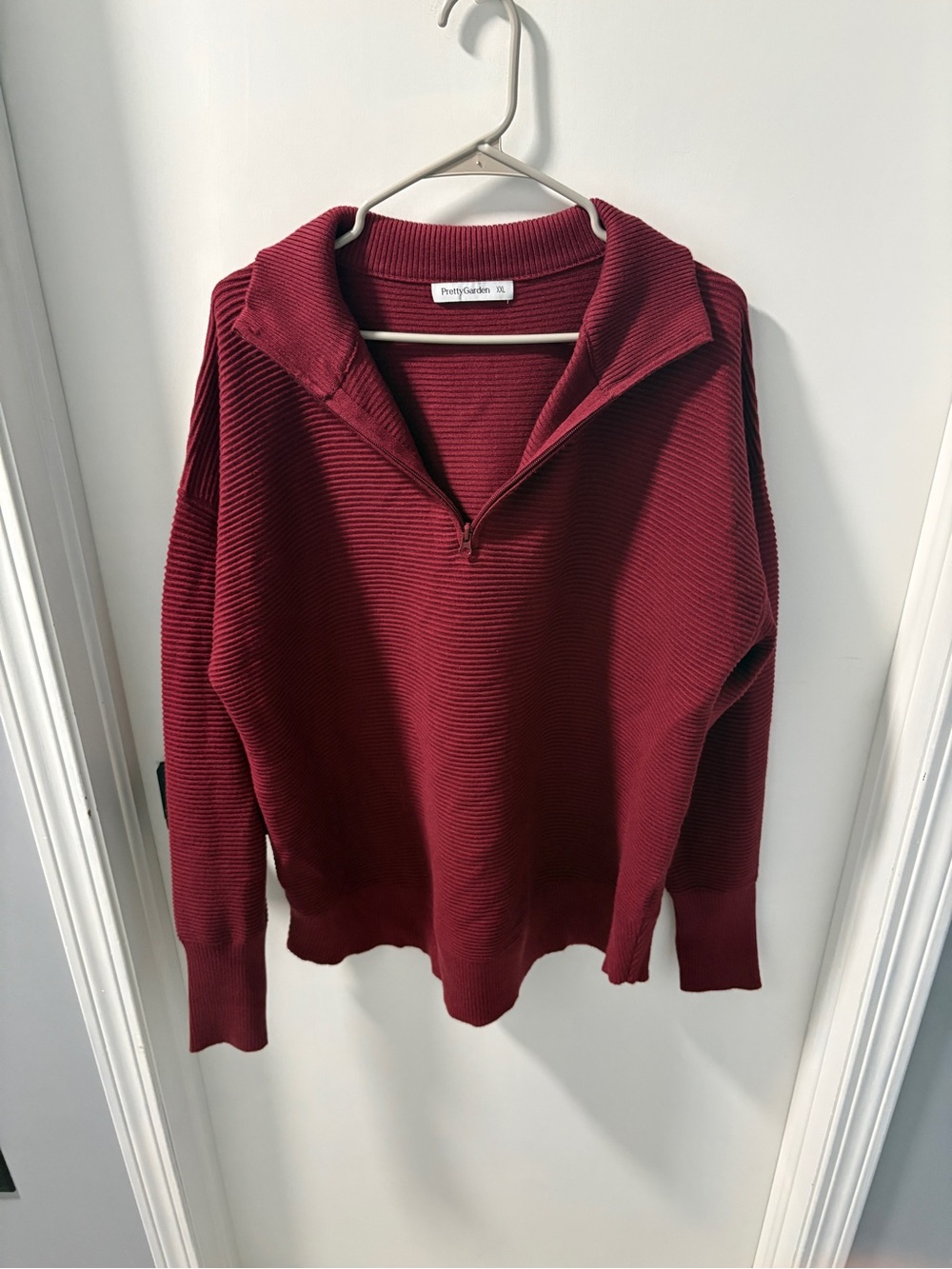 Women's Ribbed Half-Zip Sweater in Burgundy